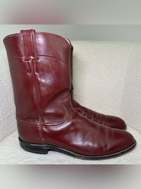 Vintage Justin Burgundy Leather Roper Boots USA Cowboy Western Bohemian Festival